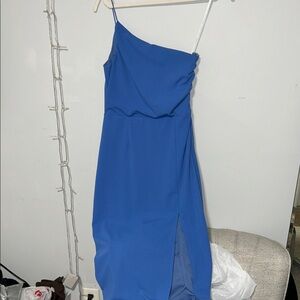 Elegant Blue One-Shoulder Dress